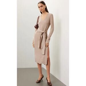 Toccin Stevie Tie-Front Dress in Beige Size S